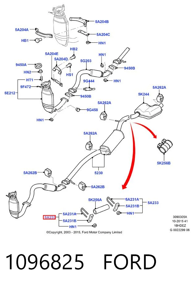 1096825 Ford Кріплення глушника переднє