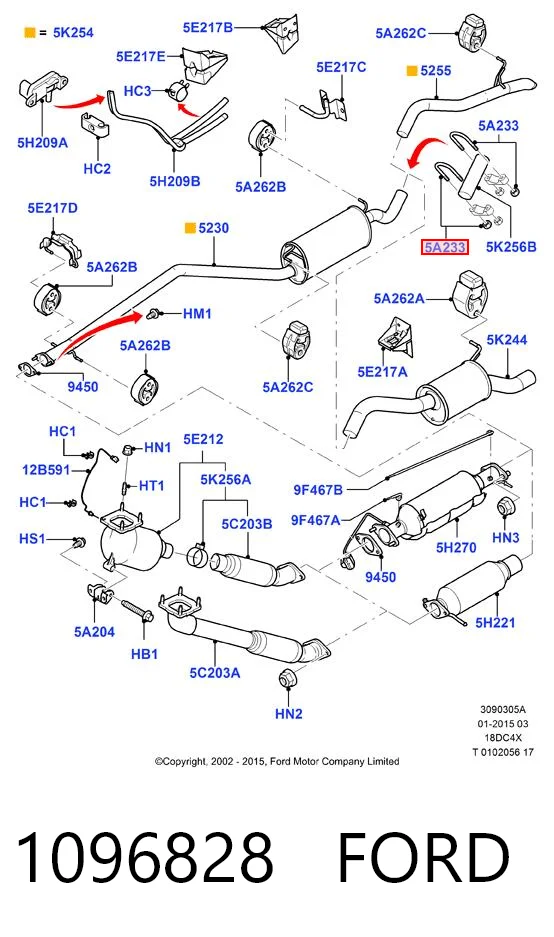 1096828 Ford Кріплення глушника переднє