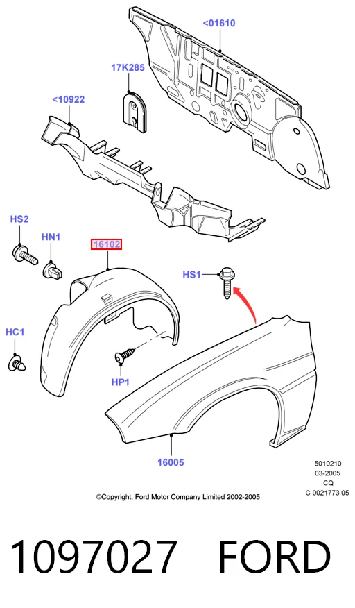 Купити Підкрилок передній правий Ford Ka  RBT