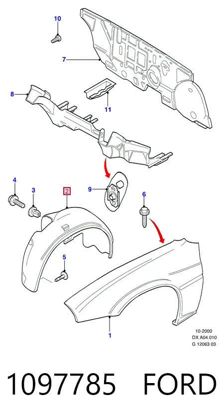 Подкрильнікі переднього крила, правий Ford Fiesta Mk4 хетчбек (JAS, JBS) (1996 - 2002) ціна, від 10.02 USD