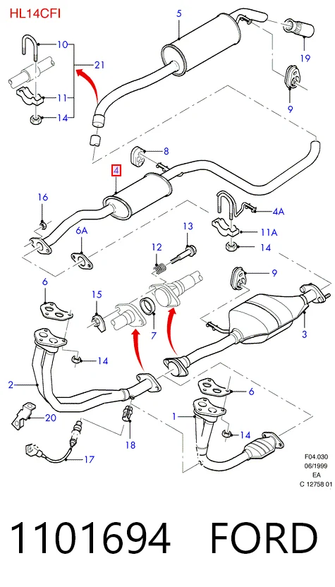 1101694 Ford Середній глушник