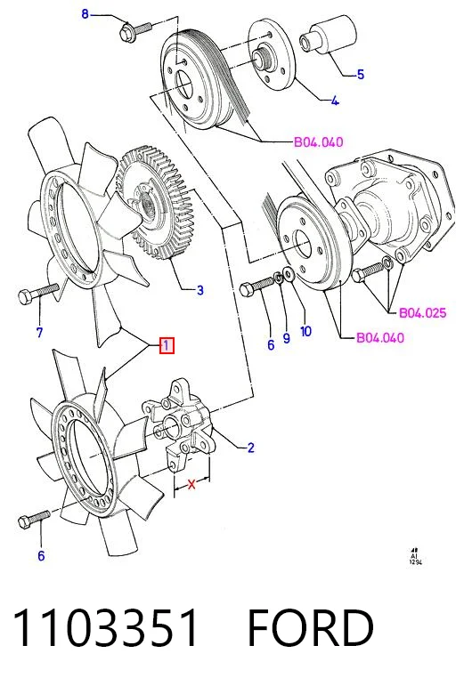 1103351 Ford Вентилятор / крильчатка радіатора охолодження