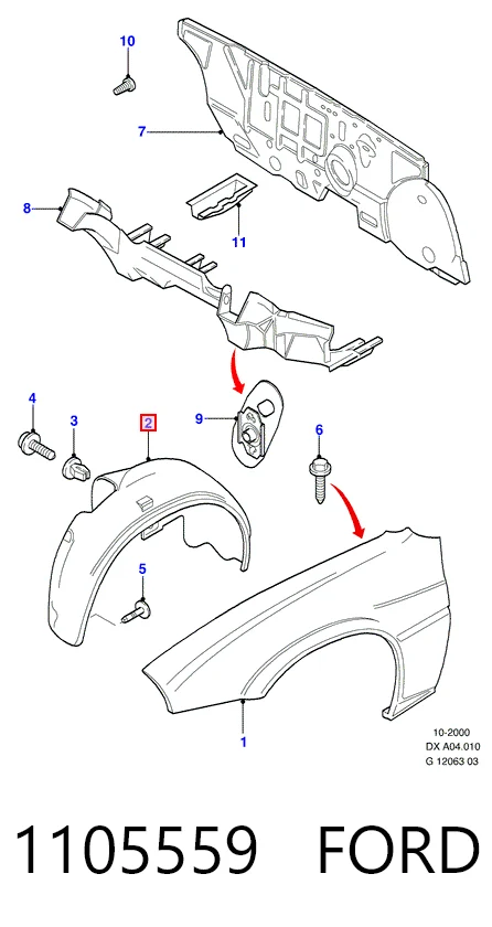 Купити Підкрилок передній правий Ford Fiesta Mk4 JAS, JBS