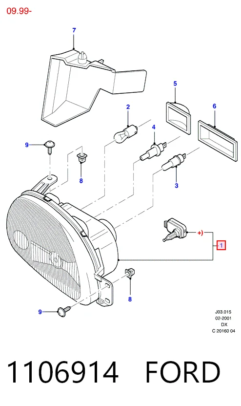 Купити Фара права Ford Fiesta COURIER J5S, J3S
