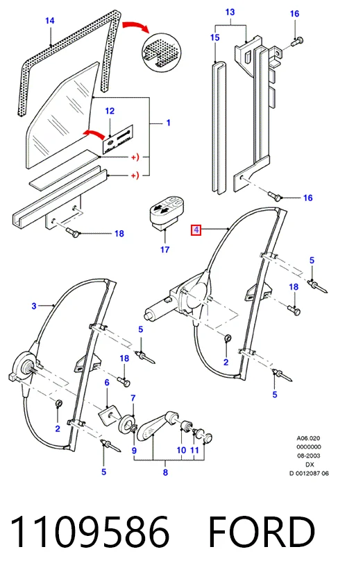  Склопідйомник передньої лівої двері Ford Fiesta 