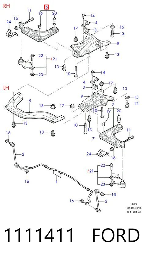 1111411 Ford Важіль передньої підвіски нижній, правий