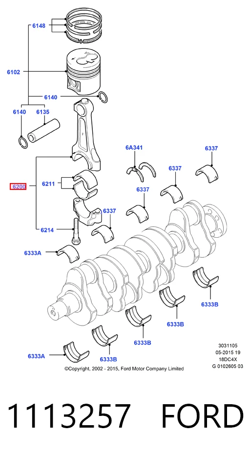 1S4Q6200AD Ford Шатун двигуна