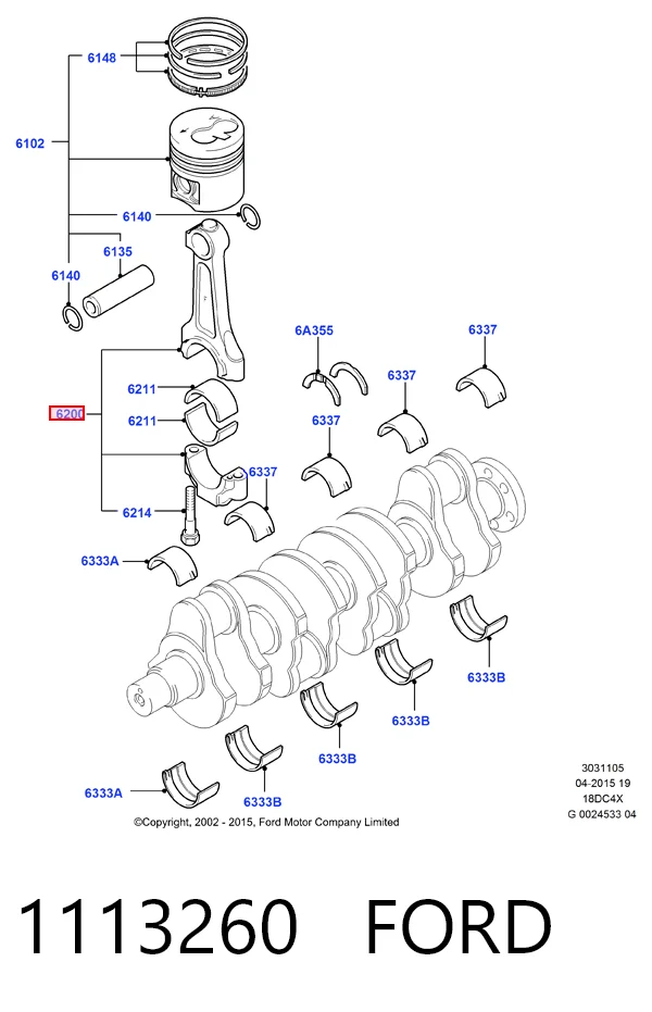 1S4Q6200AD Ford Шатун двигуна