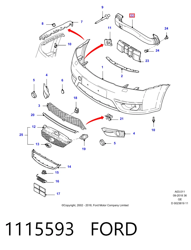 Шина бампера переднього Ford Mondeo III хетчбек (B5Y) (2000 - 2007) ціна, від 73.64 USD