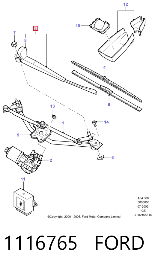 1116765 Ford Ричаг двірника