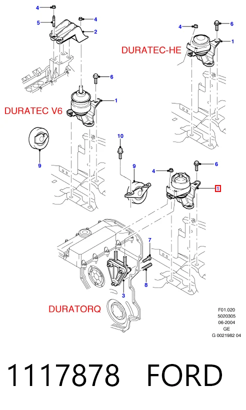 1117878 Ford Права подушка мотора
