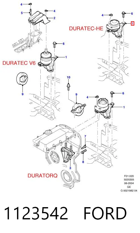 1123542 Ford Права подушка мотора