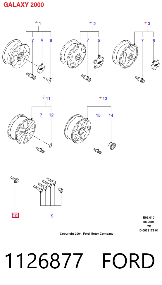Купити Колісний болт Ford Galaxy I VY WGR