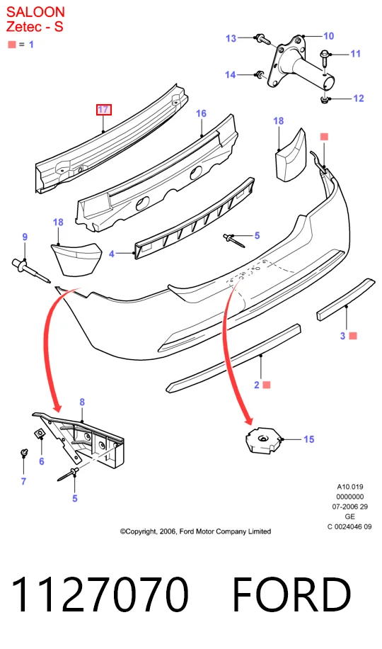 Шина бампера заднього на Ford Mondeo III B5Y