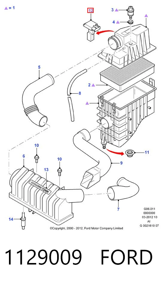 1129009 Ford Датчик витрати повітря