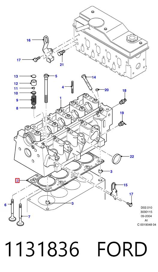 Прокладка головки блока циліндрів (ГБЦ) Ford Focus I