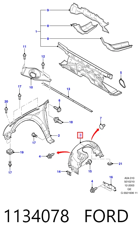 Підкрилок переднього крила, правий на Ford Mondeo III B4Y