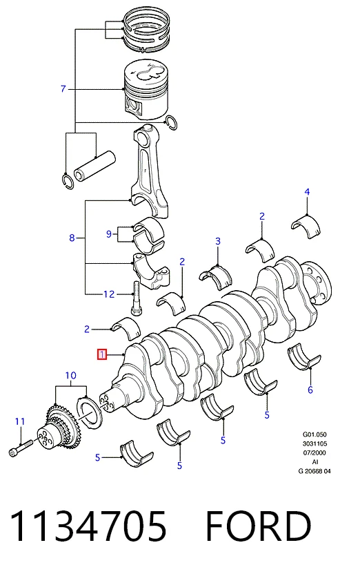 1134705 Ford Колінвал двигуна