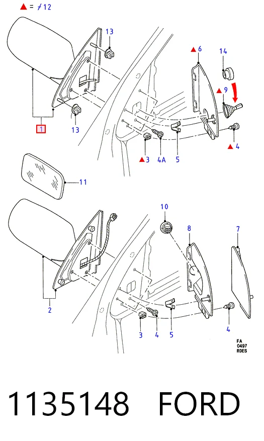 Ліве бічне дзеркало Ford Escort V хетчбек (GAL) (1990 - 1992) ціна, від 24.86 USD