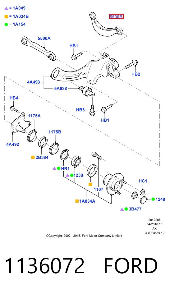 1136072 Ford Важіль задньої підвіски верхній, лівий/правий