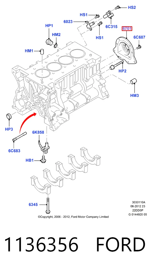 Сальник колінвала двигуна, задній Ford Transit V фургон (V184/5) (2000 - 2006) ціна, від 31.45 USD