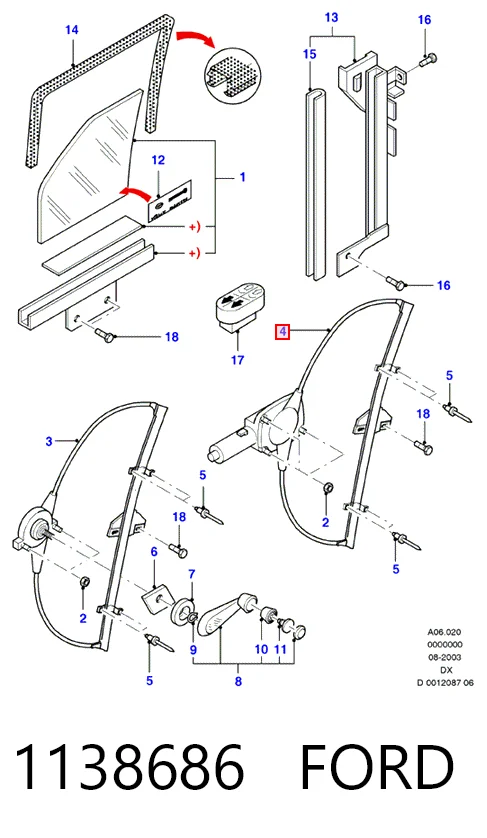  Склопідйомник передньої лівої двері Ford Fiesta 