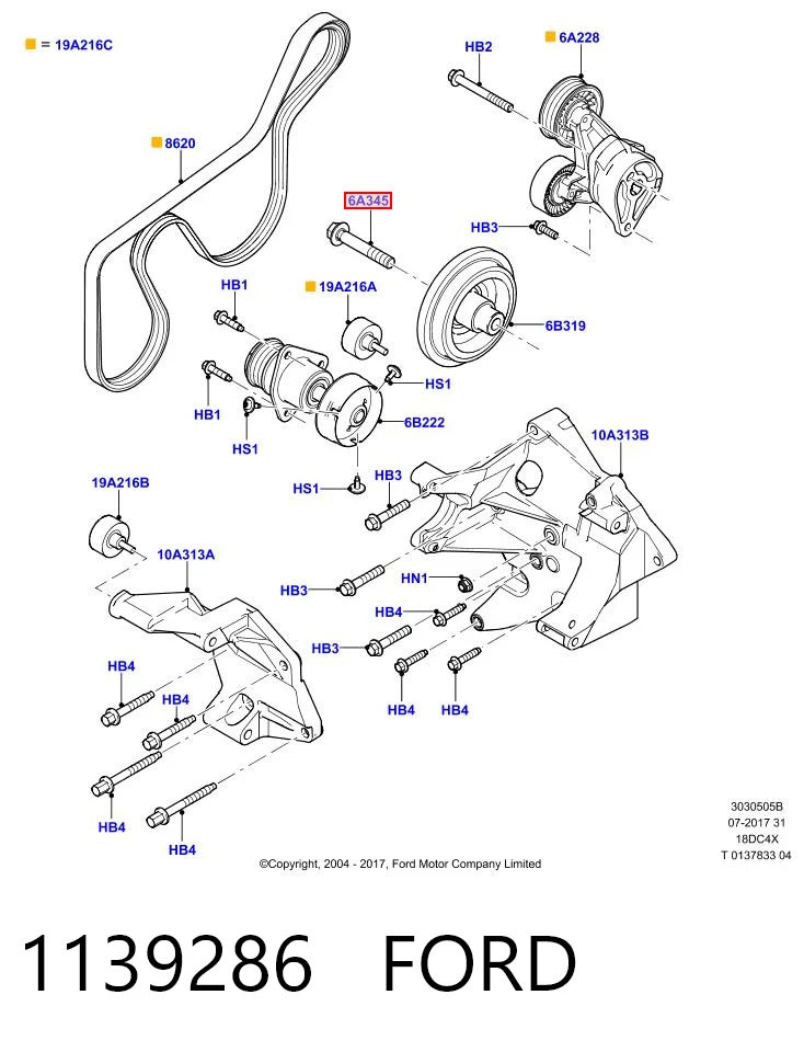 1139286 Ford Болт коленвала