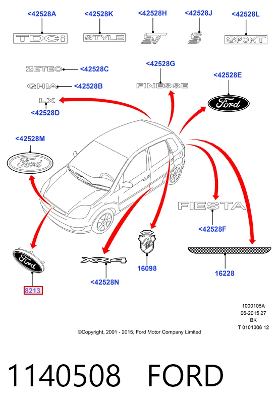 1140508 Ford Емблема решітки радіатора