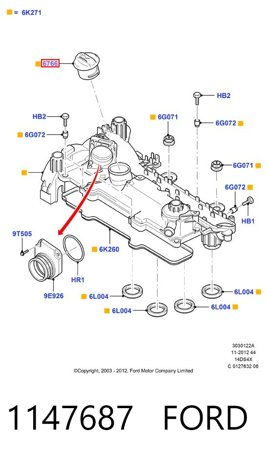1147687 Ford Кришка маслозаливной горловини