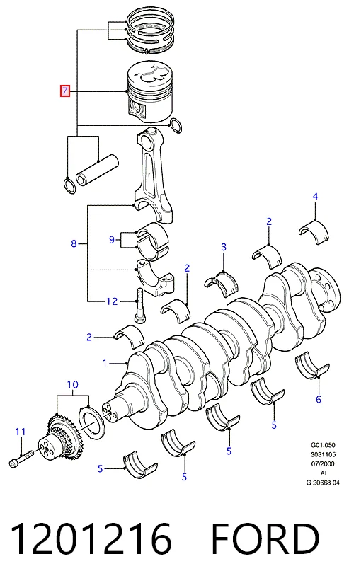 1201216 Ford Поршня на 1 циліндр, STD