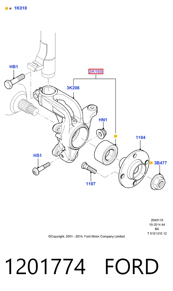 1201774 Ford Цапфа поворотна ліва