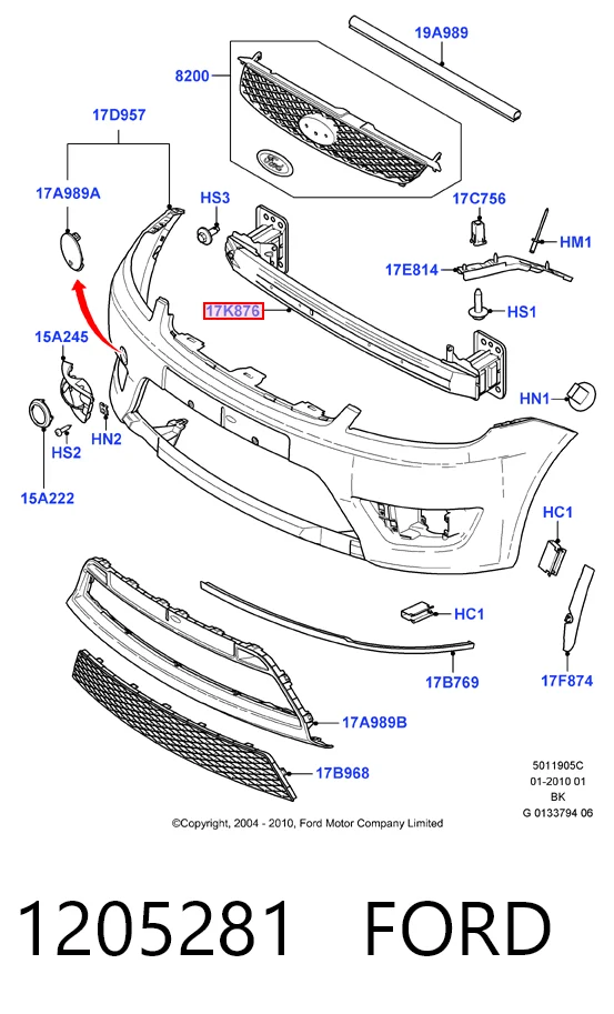 Купити Підсилювач бампера переднього Ford Fiesta Mk5 JH, JD