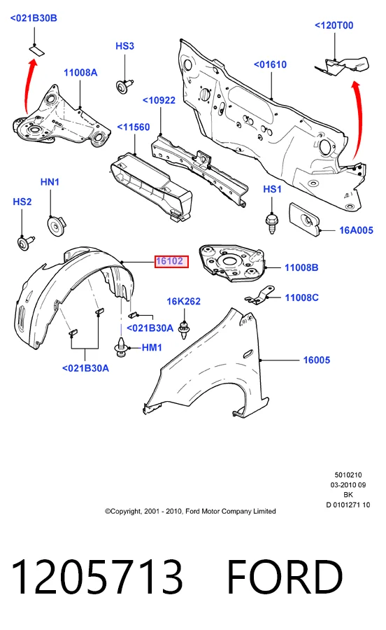 Купити Підкрилок передній правий Ford Fiesta Mk5 JH, JD