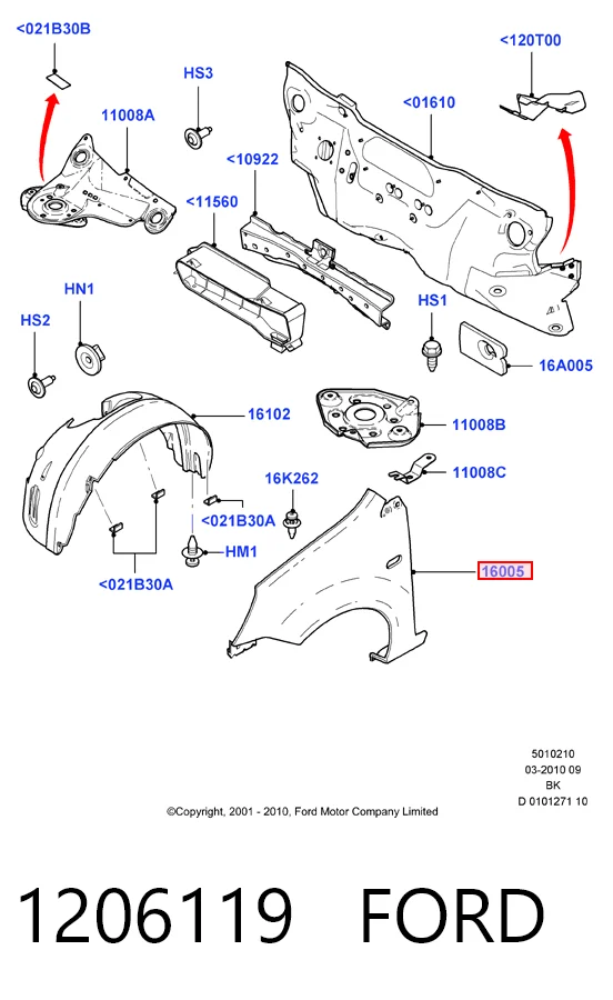 1206119 Ford Крило переднє праве