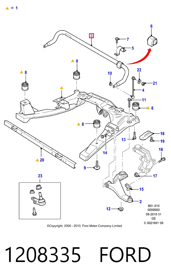  Передній стабілізатор Ford Mondeo 3