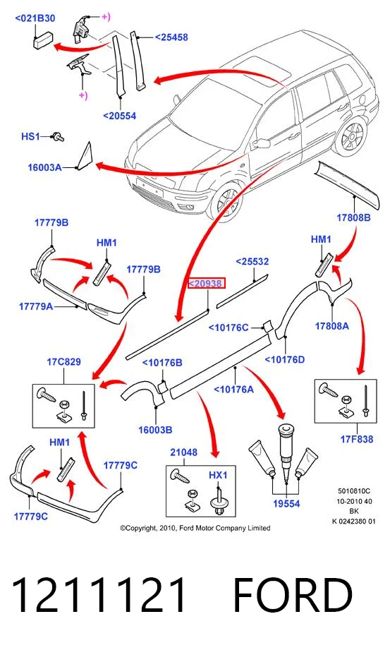 1211121 Ford Молдинг передньої правої двері