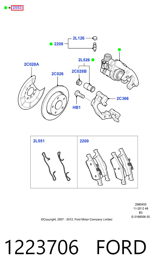 1223706 Ford Супорт гальмівний задній лівий