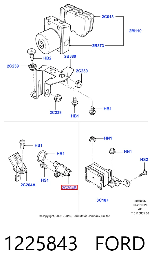 1225843 Ford Датчик АБС (ABS) задній