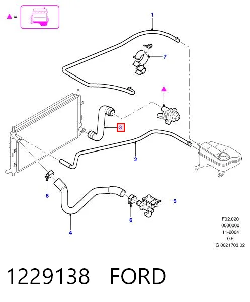 1229138 Ford Шланг/патрубок радіатора охолодження, нижній
