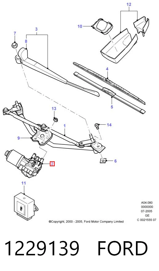 1229139 Ford Мотор склоочисника скла (трапеції)