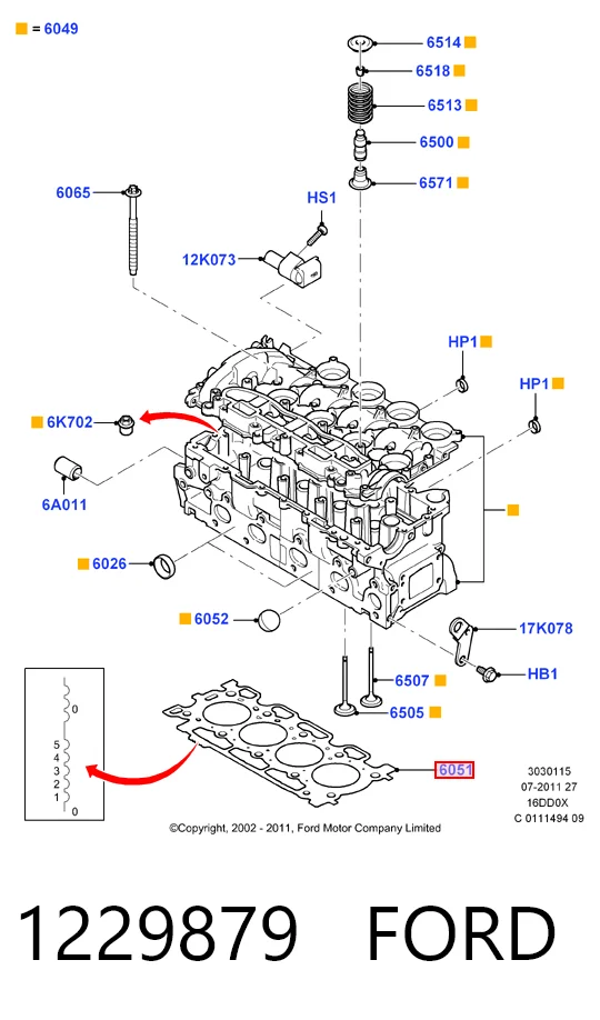 Купити Прокладка ГБЦ Peugeot 308 I 4A, 4C
