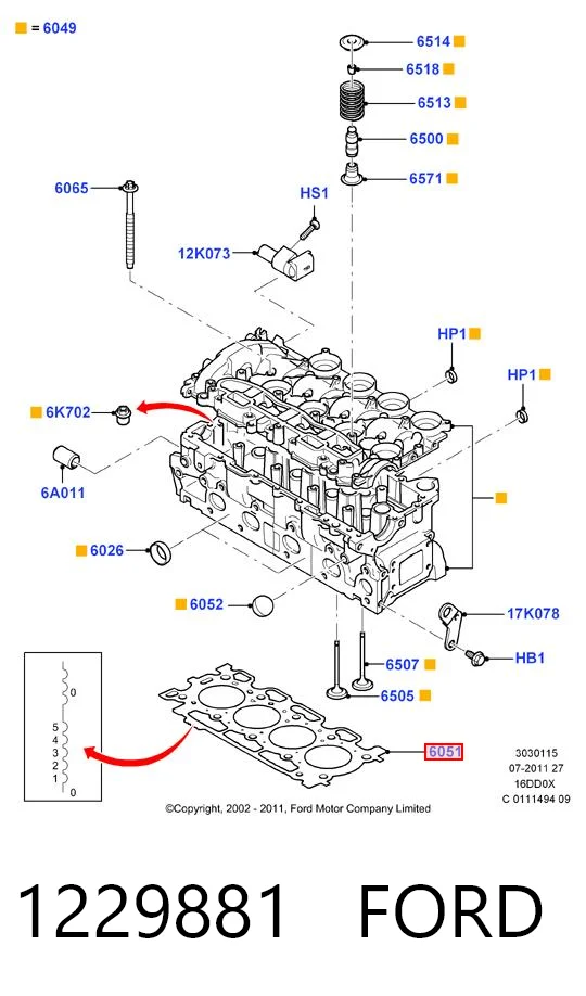 Прокладка ГБЦ 9643597480 Fiat/Alfa/Lancia