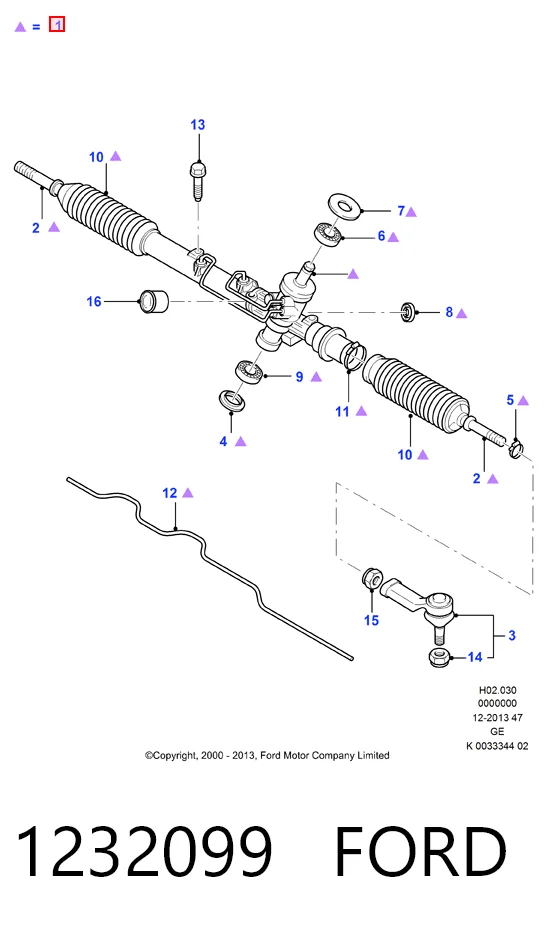 1232099 Ford Рейковий рульовий механізм