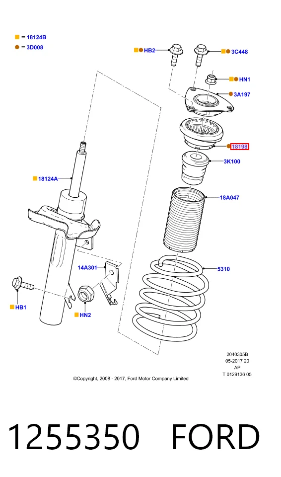 1255350 Ford Підшипник опори амортизатора