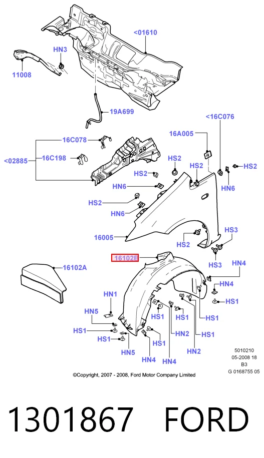 Підкрилок передній лівий Hmpx HMP4M5116115AB