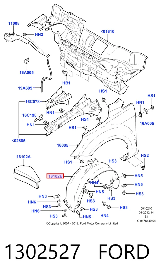 Подкрильнікі переднього крила, правий Ford C-Max мінівен (DM2) (2003 - 2007) ціна, від 16.38 USD