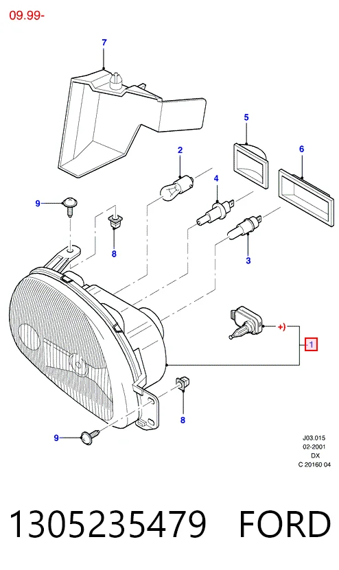 Основна фара - вставка на Ford Fiesta COURIER J5S, J3S