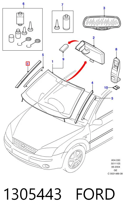 1305443 Ford Захисна накладка переднього скла ліва