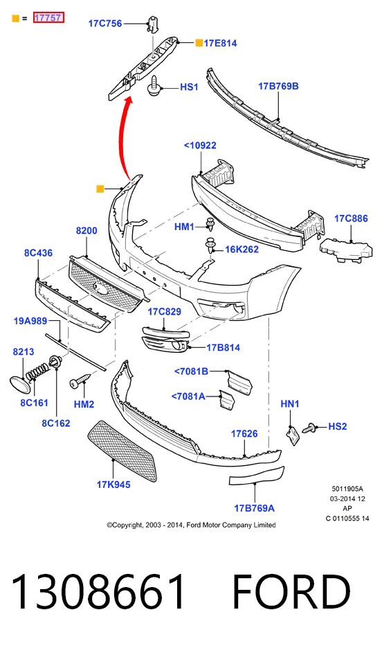 Купити Передній бампер Ford C-Max  DM2