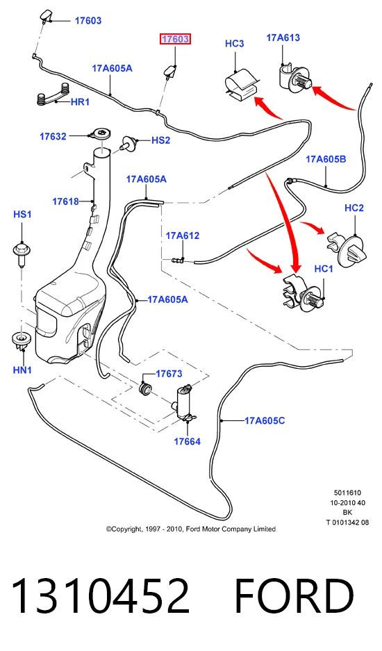 Сопло омивача лобового скла Ford Fusion універсал (JU) (2002 - 2012) ціна, від 7.94 USD
